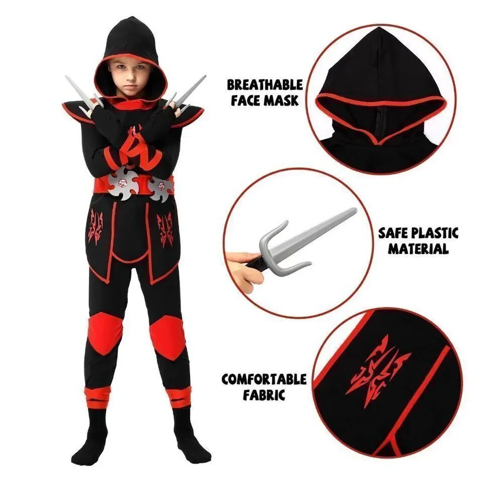 NEW Ninja Halloween Costume Kids Dress Up Accessories S 5-7yrs